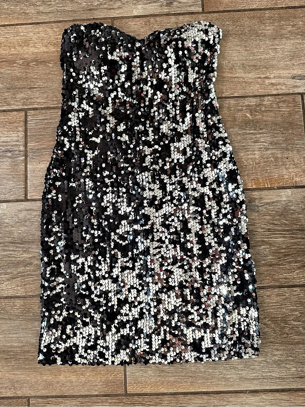 As U Wish Sequin Mini Dress Black & Silver Small Like New